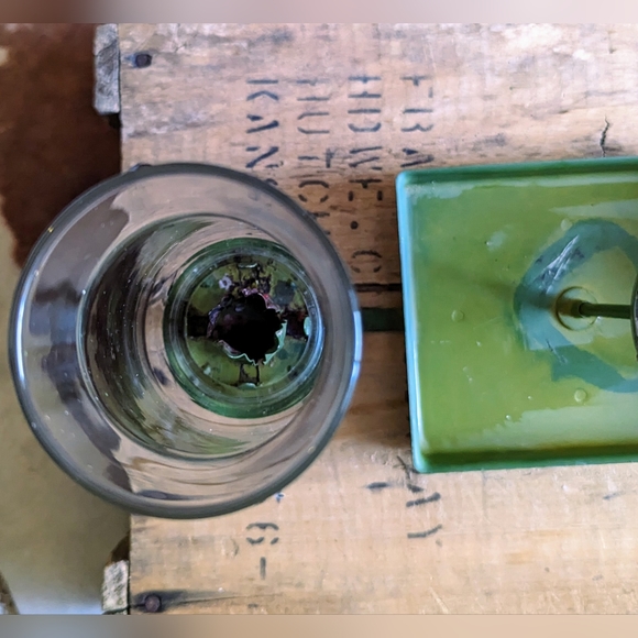 Vintage Metal Green Candelabra With Glass Globes - Picture 11 of 15